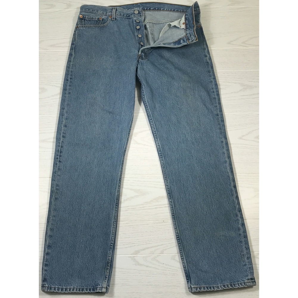 Vintage 90s Levi's 501 Jeans Men 38x32 Blue Cotton Denim Button Fly Mid Rise Dad